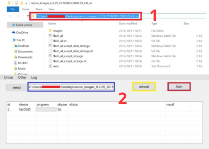 Mở MiFlash.exe sau đó nhấp vào "Flash" để bắt đầu