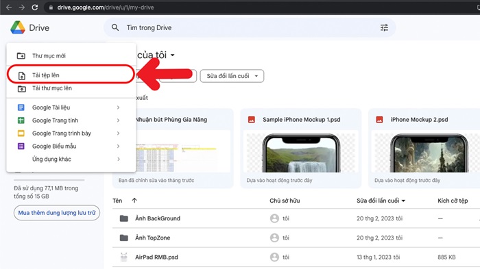Chuyển file ảnh sang Word trên Google Drive