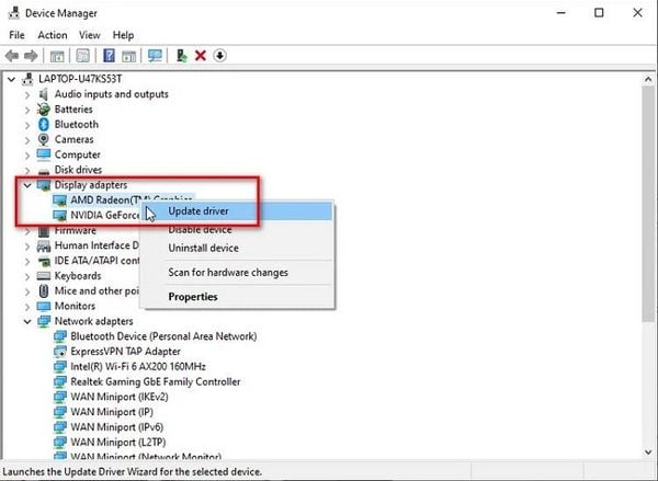 Cập nhật trình điều khiển đồ họa