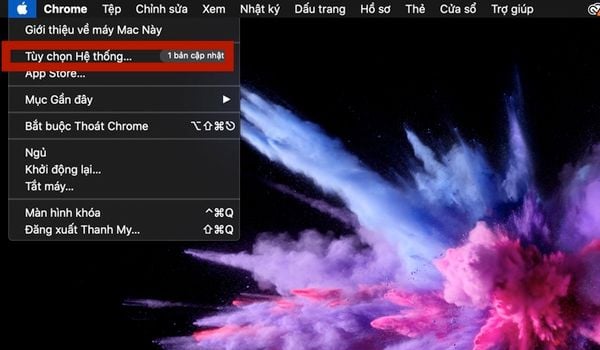 Chọn menu Apple và chọn mục Tùy chọn hệ thống