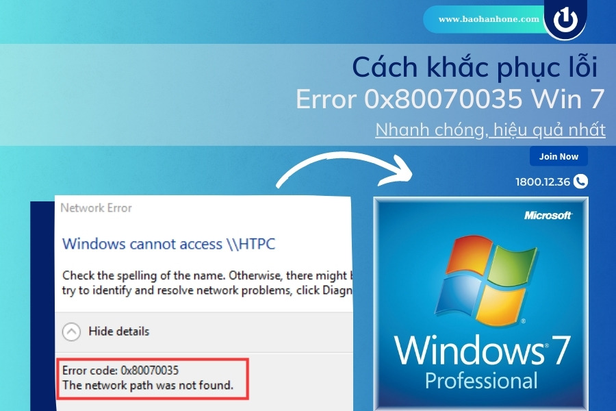 Tìm hiểu cách khắc phục lỗi Error 0x80070035 Win 7