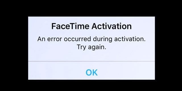 FaceTime kích hoạt không thành công