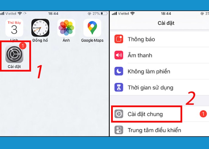 Vào "Cài đặt" chọn "Cài đặt chung"
