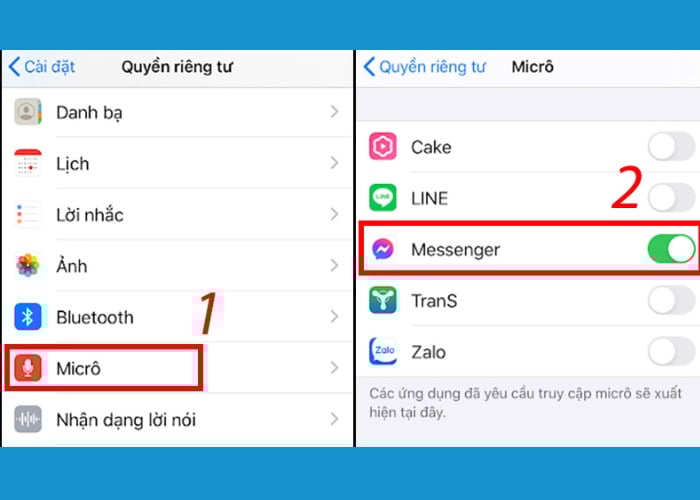 Mở quyền truy cập Micrô cho Messenger
