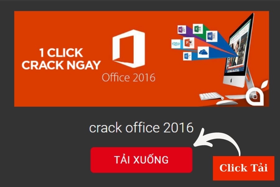 Nhấn vào link và tải xuống file CMD crack Office 2016