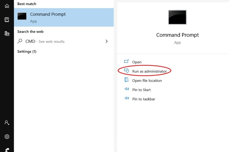 Mở cửa sổ Command Prompt