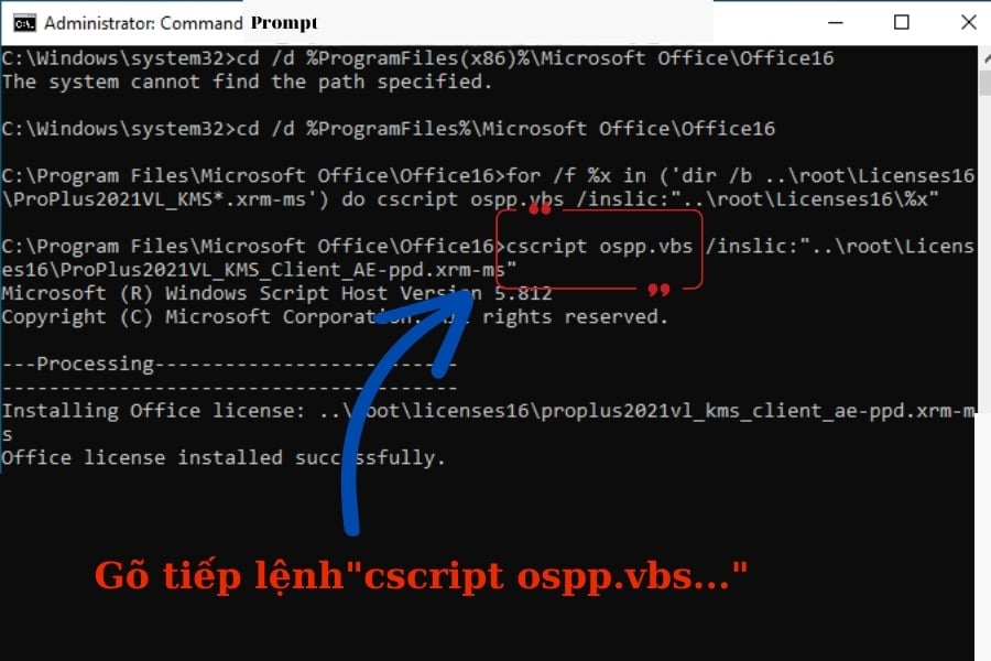 Nhập tiếp lệnh tương tự thêm lần nữa