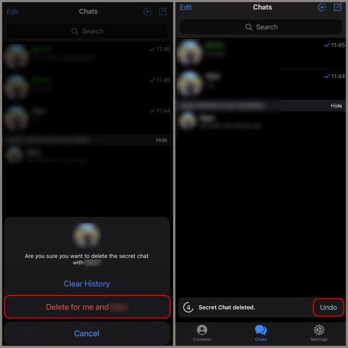 Chọn “Undo” để khôi phục tin nhắn vừa xóa