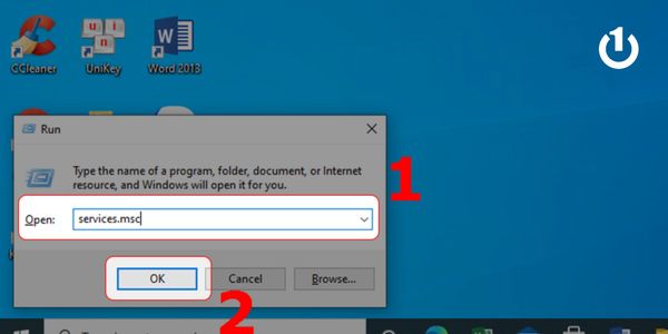 Nhập services.msc