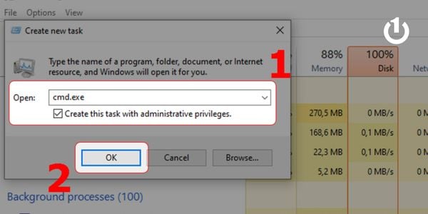 Nhập từ khóa “cmd.exe”