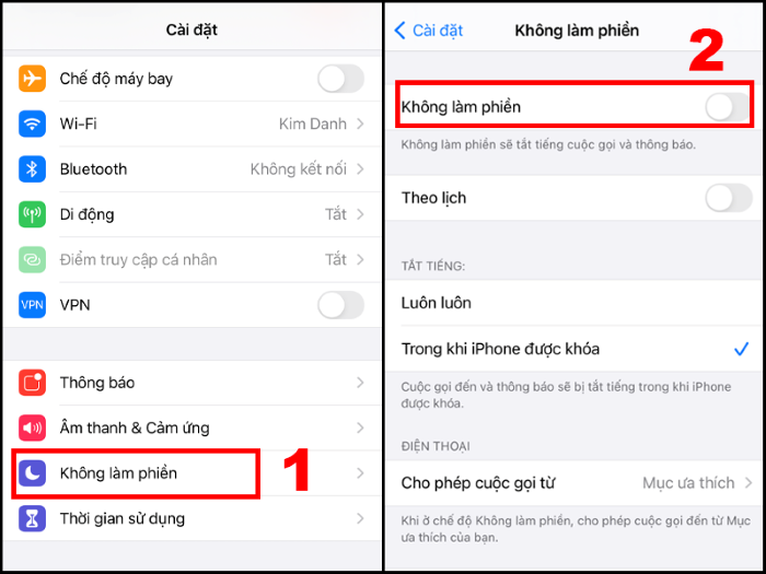 Tắt chế độ “Không làm phiền”
