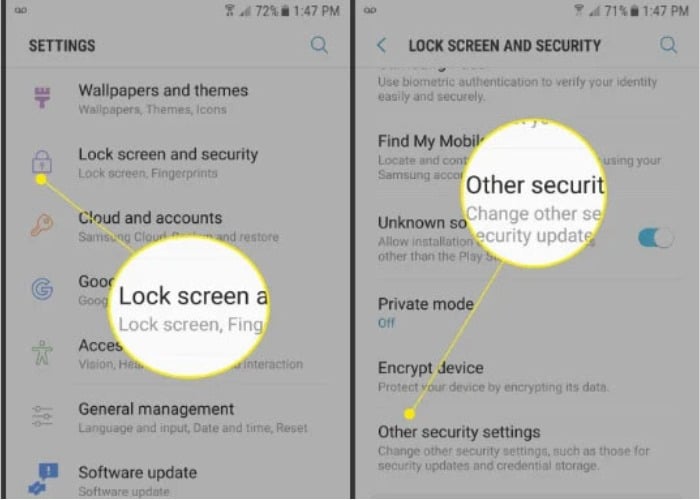 Chọn "Bảo vệ" hoặc "Sinh trắc học và bảo mật"