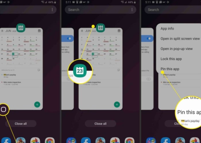 Chọn biểu tượng ứng dụng bạn muốn ghim