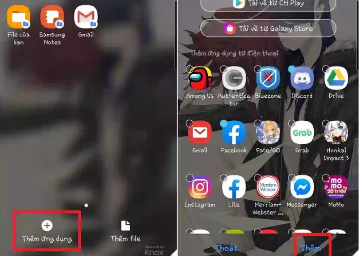 Chọn biểu tượng "Thêm ứng dụng/Thêm file" để khóa ứng