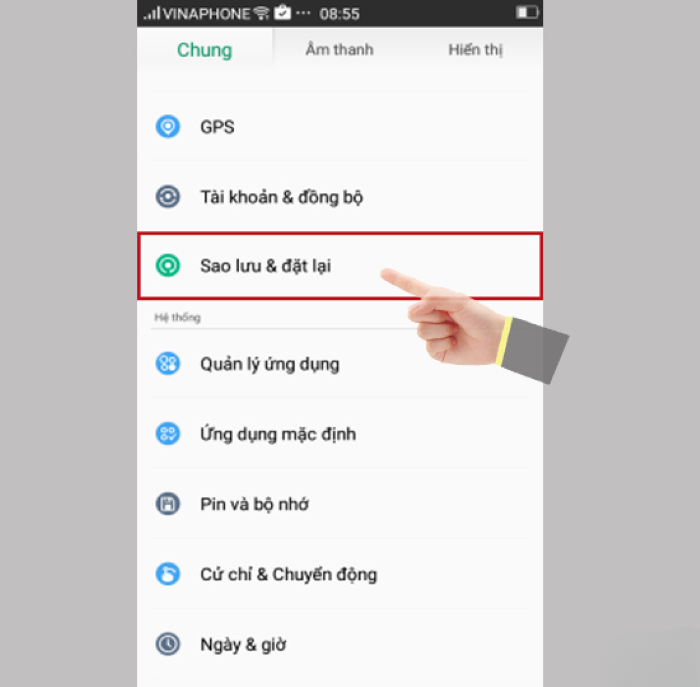 khôi phục lại cài đặt gốc