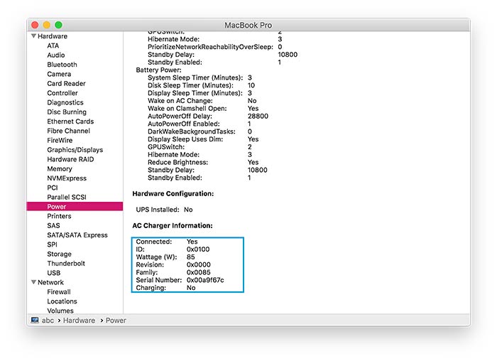 Kiểm tra công suất bộ sạc phù hợp với Macbook