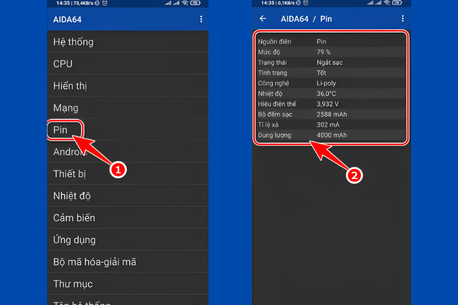 Kiểm tra sức khoẻ pin Xiaomi bằng ứng dụng AIDA64