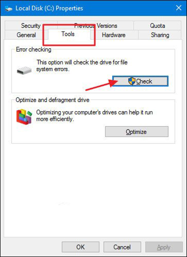 Kiểm tra lỗi ổ cứng