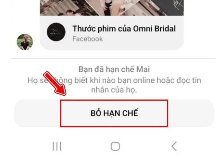 Xác nhận bỏ hạn chế tin nhắn trên Messenger cho