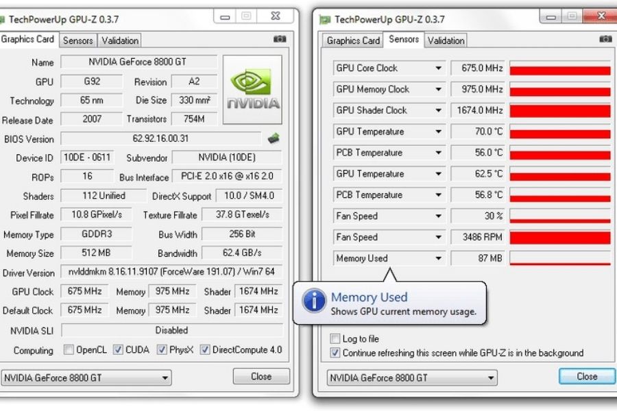 Kiểm tra card màn hình tại graphics card và Sensor