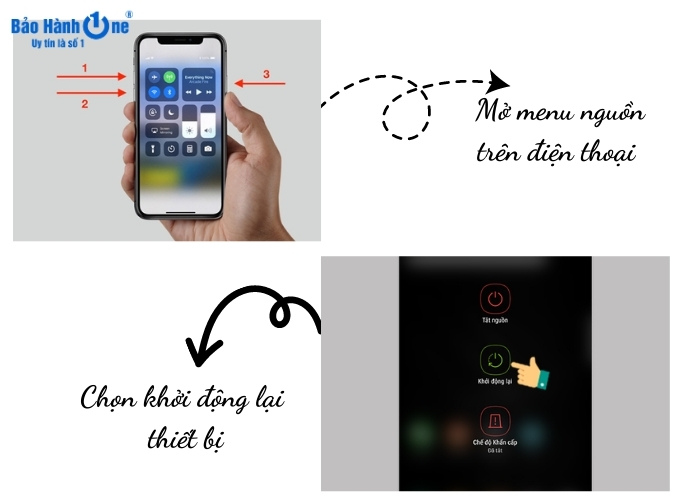 Thao tác khởi động lại điện thoại