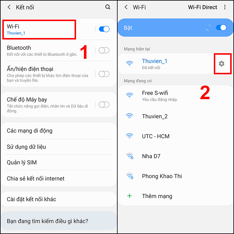 Chọn Wifi -> chọn hình răng cưa