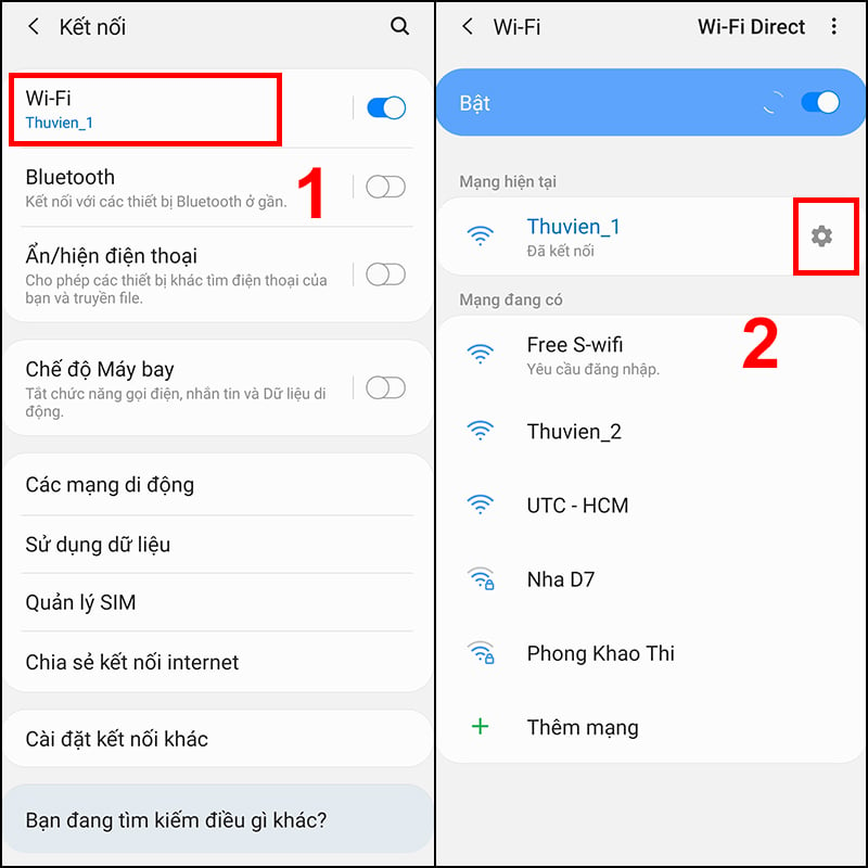 Tại Wifi -> chọn Răng cưa.