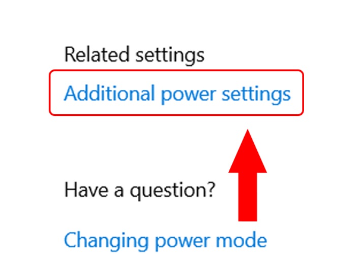 Chọn "Additional Power settings" để tiếp tục