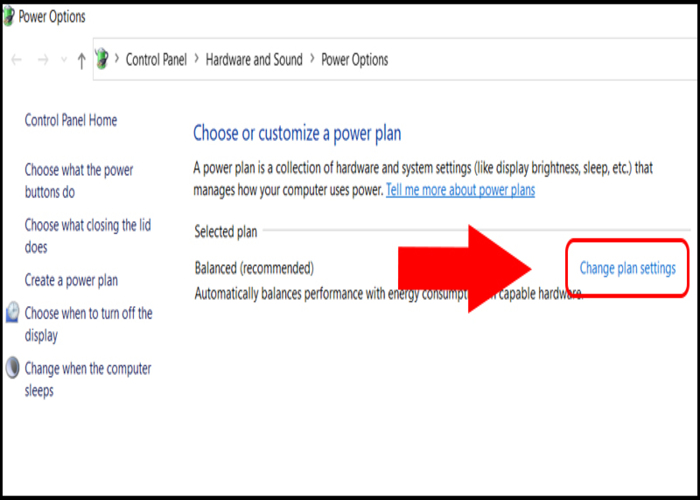 Chọn "Change Plan settings" để tiếp tục