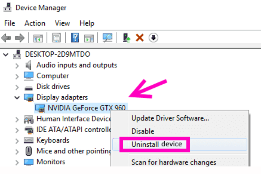 Chọn Uninstall device để kết thúc bước 2