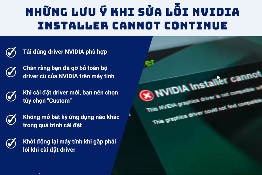 Một số lưu ý khi sửa lỗi NVIDIA Installer Cannot