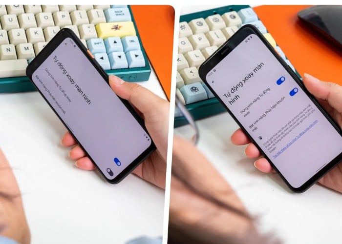 Màn hình liên tục xoay nhiều hướng khác nhau