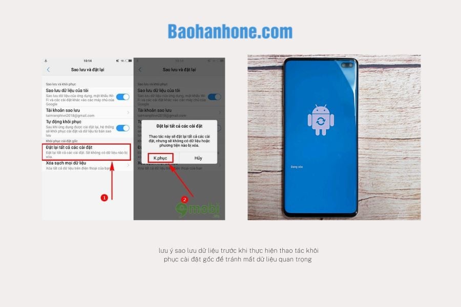 Thao tác khôi phục cài đặt gốc