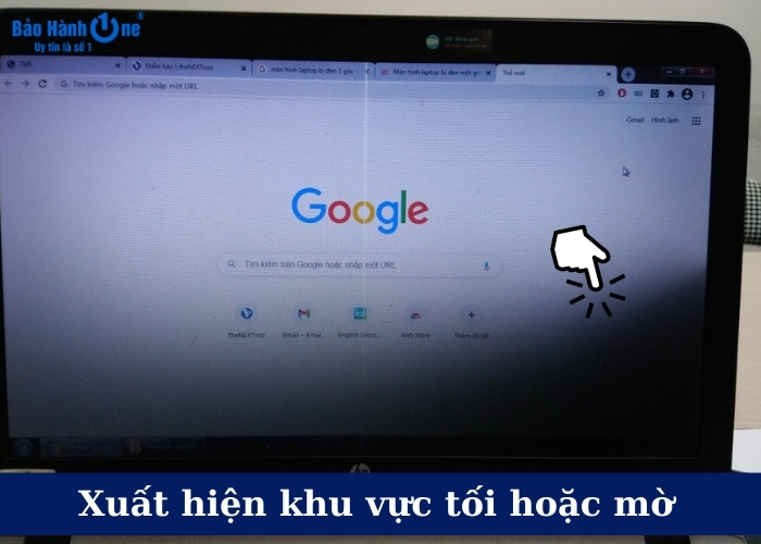 Khu vực tối mờ trên laptop