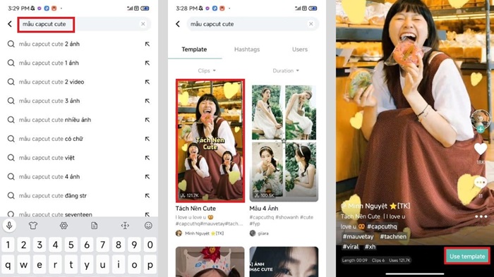 Các mẫu Templates có sẵn trên CapCut