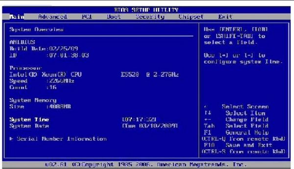 Menu BIOS