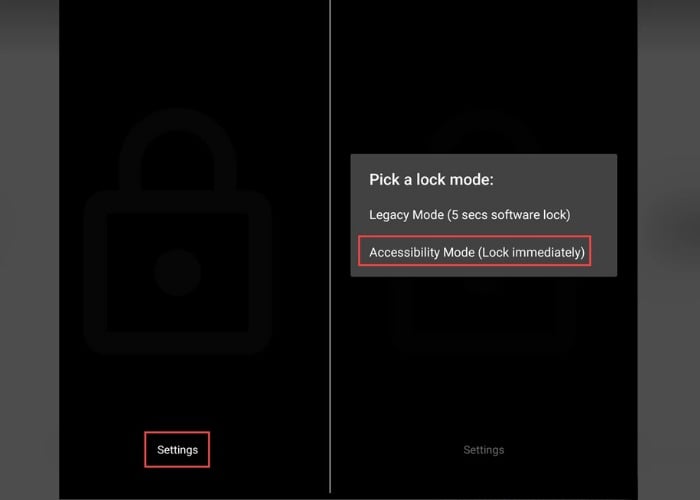 Vào "Setting" chọn “Accessibility Mode”