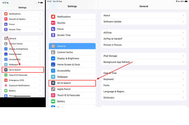 Nhấn Siri & Search