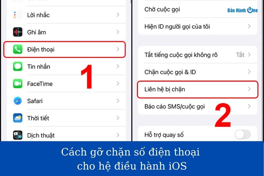 Thao tác gỡ chặn điện thoại trên iPhone