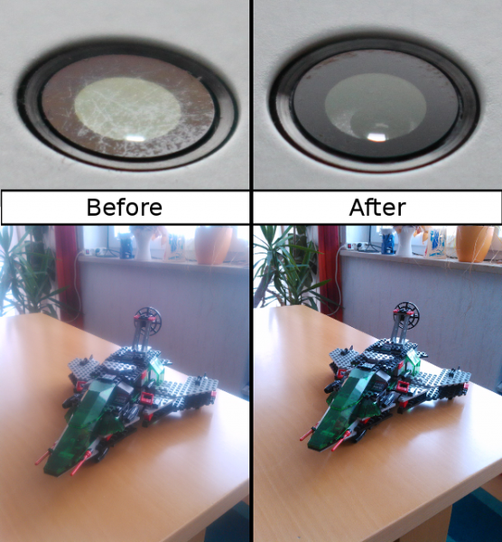 ảnh bị mờ do nứt mặt kính camera