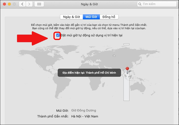 Đặt múi giờ tự động