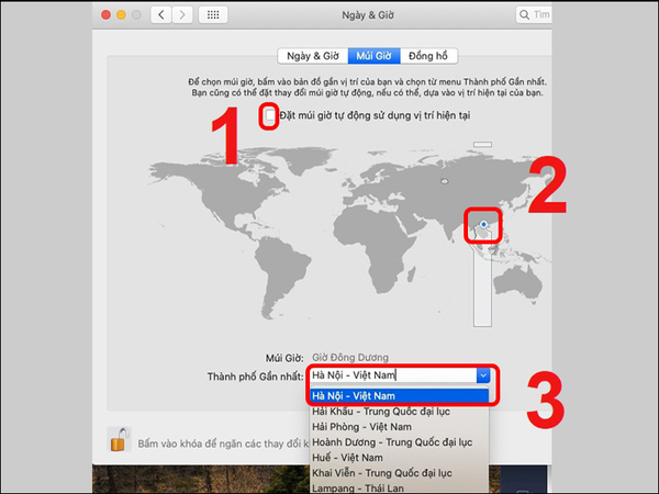 Đặt múi giờ thủ công