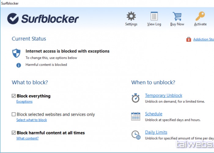 Surfblocker giúp theo dõi để kiểm soát quyền truy cập vào