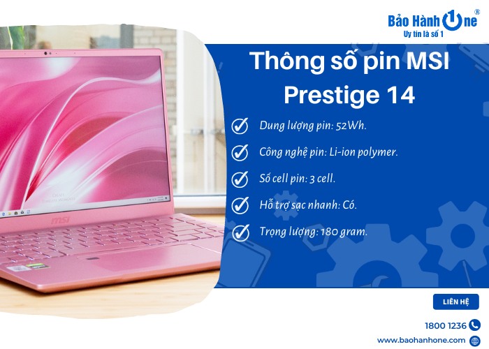 Thay Pin Laptop MSI Prestige 14 (12UHS)