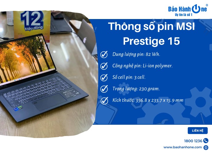 Thay Pin Laptop MSI Prestige 15 (12UHS)