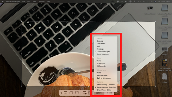 Click và kéo chọn vị trí cần quay và nhấn