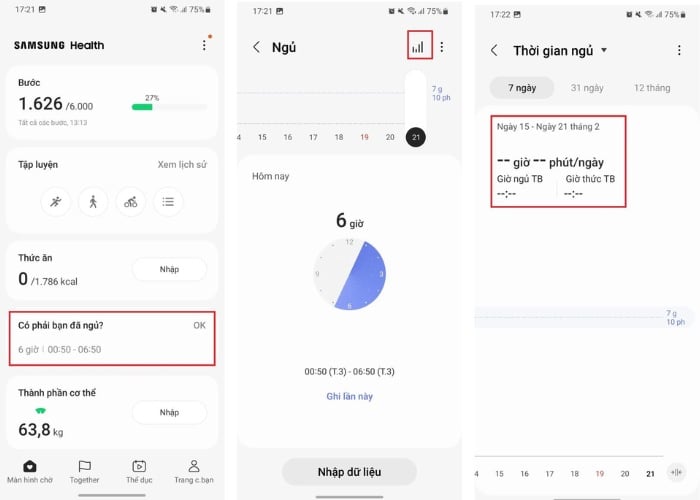 Ứng dụng sẽ tự động thống kê thời gian ngủ mỗi