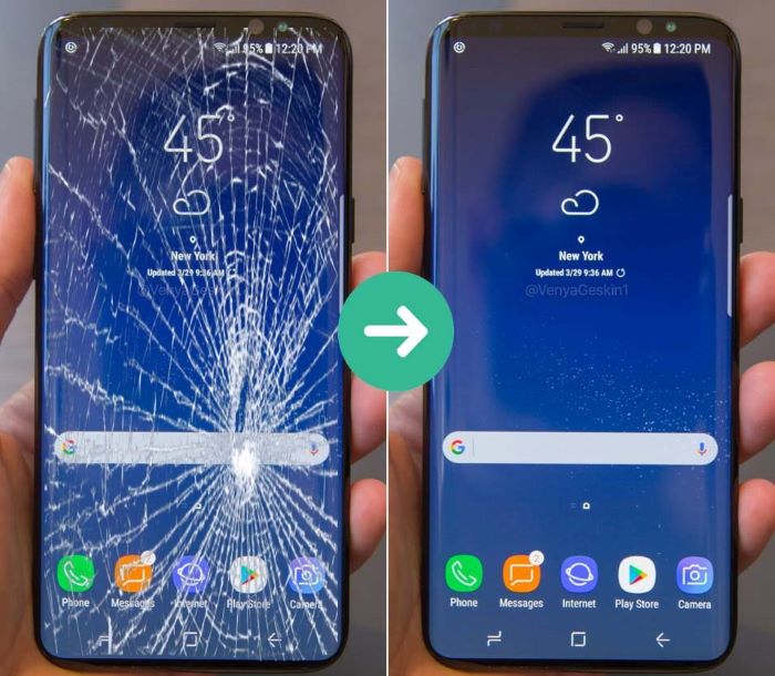 Mặt kính Samsung S8 Plus bị vỡ