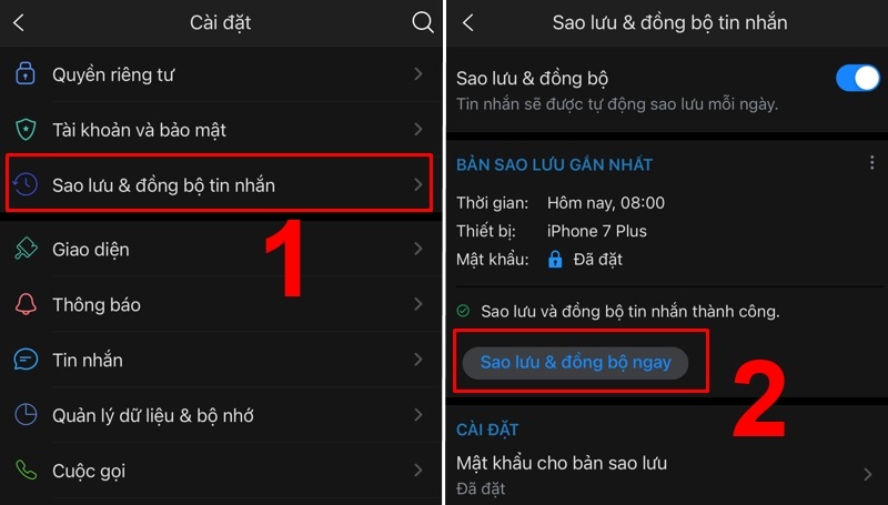 Bật sao lưu tự động trên Zalo iPhone