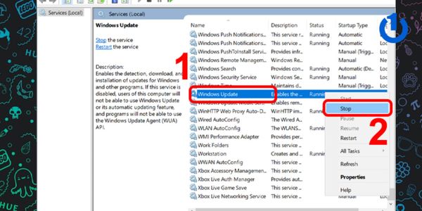 Dừng Windows update service